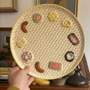 Vintage Basketweave Pastry Ceramic Plate